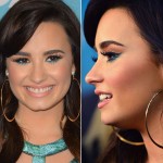 A maquiagem dourada e turquesa de Demi Lovato