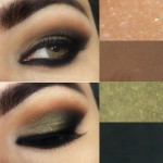 Tutorial com sombra verde oliva, preta e marrom