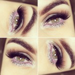 Maquiagem com linha d'água rosa